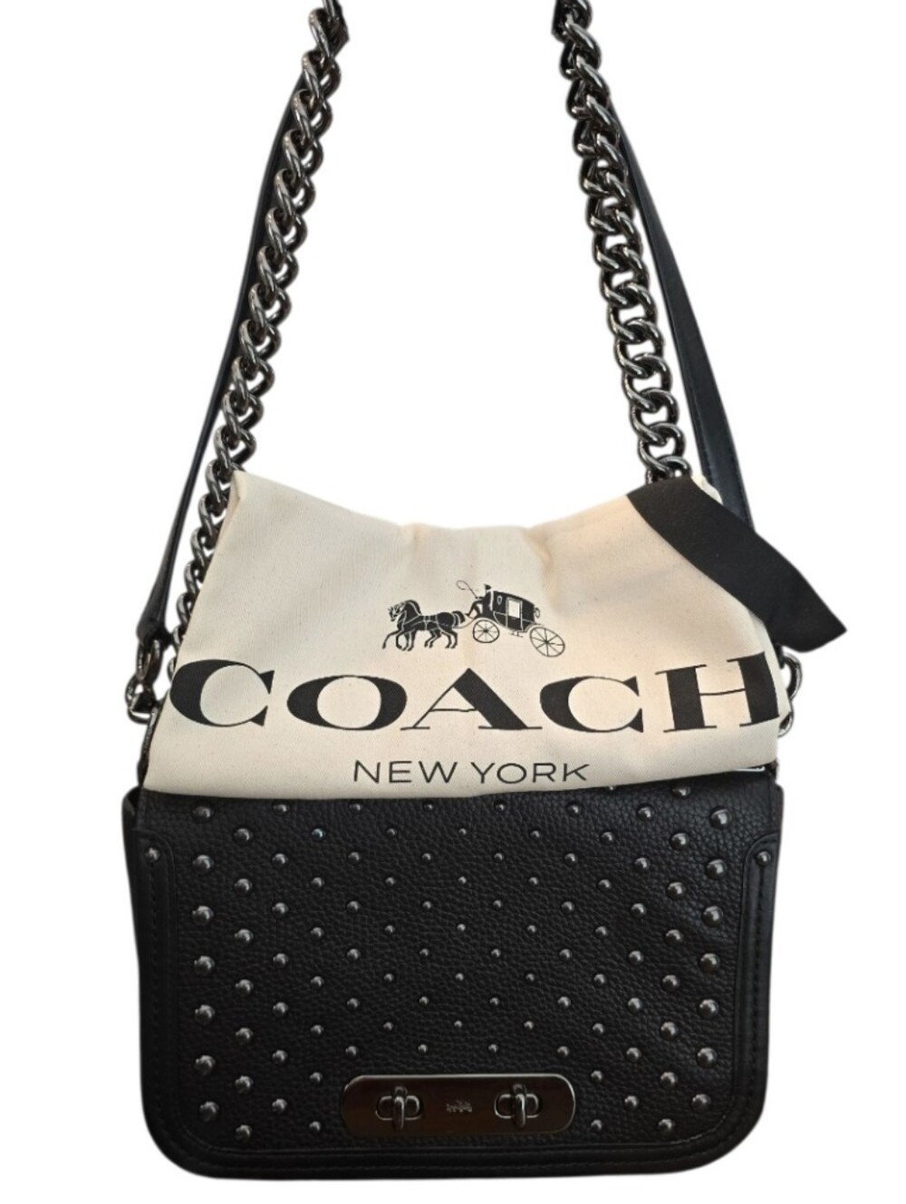 Coach Swagger 2 Way Shoulder/Crossbody Bag  w/ Ombre Rivets & Dustbag In EUC